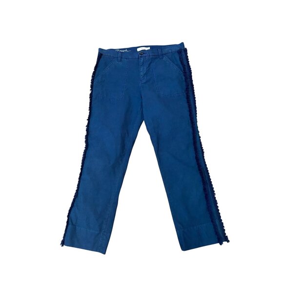 Tory Burch Navy Blue Pardon My French Fringe Chino Cropped Pants Size 28